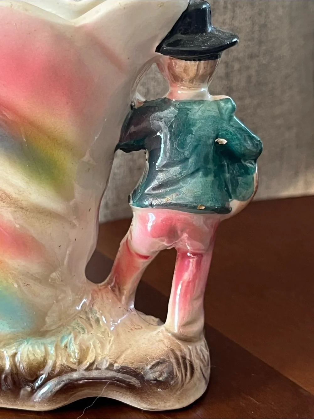 Vintage Japanese Hand painted Luster Flamenco Couple  Vase  art deco